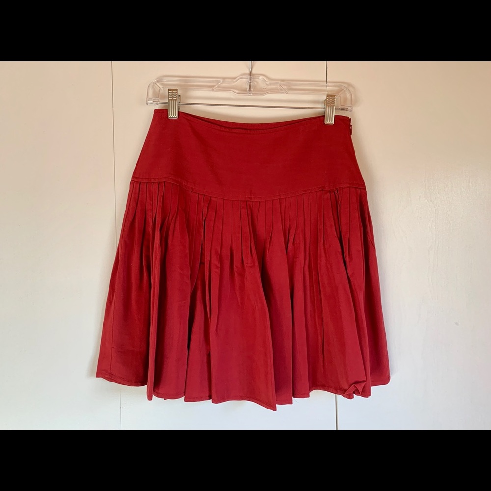 Rust pleated mini skirt